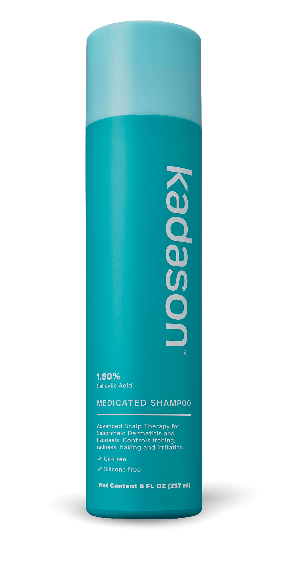 Kadason medicated shampoo bottle with 1.80% salicylic acid
